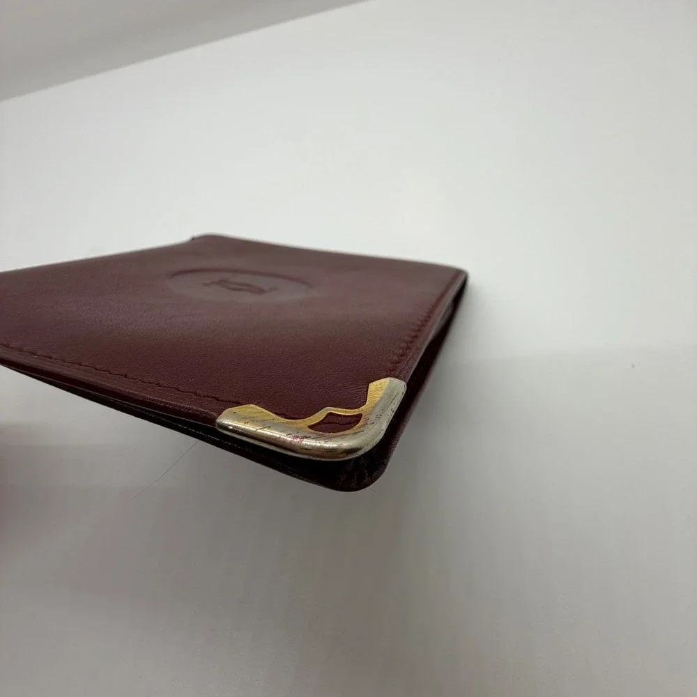 Cartier Authentic Unisex Must De Cartier Leather Bifold Wallet